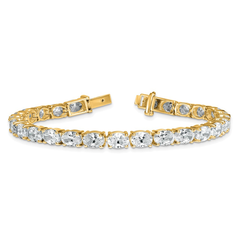 14K Yellow Gold Certified Vs Def Lab Grown Oval Diamond Tennis Bracelet