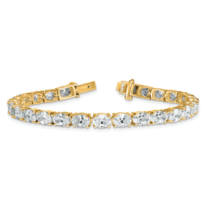 14K Yellow Gold Vs+ F+ Lab Grown Oval Diamond Tennis Bracelet