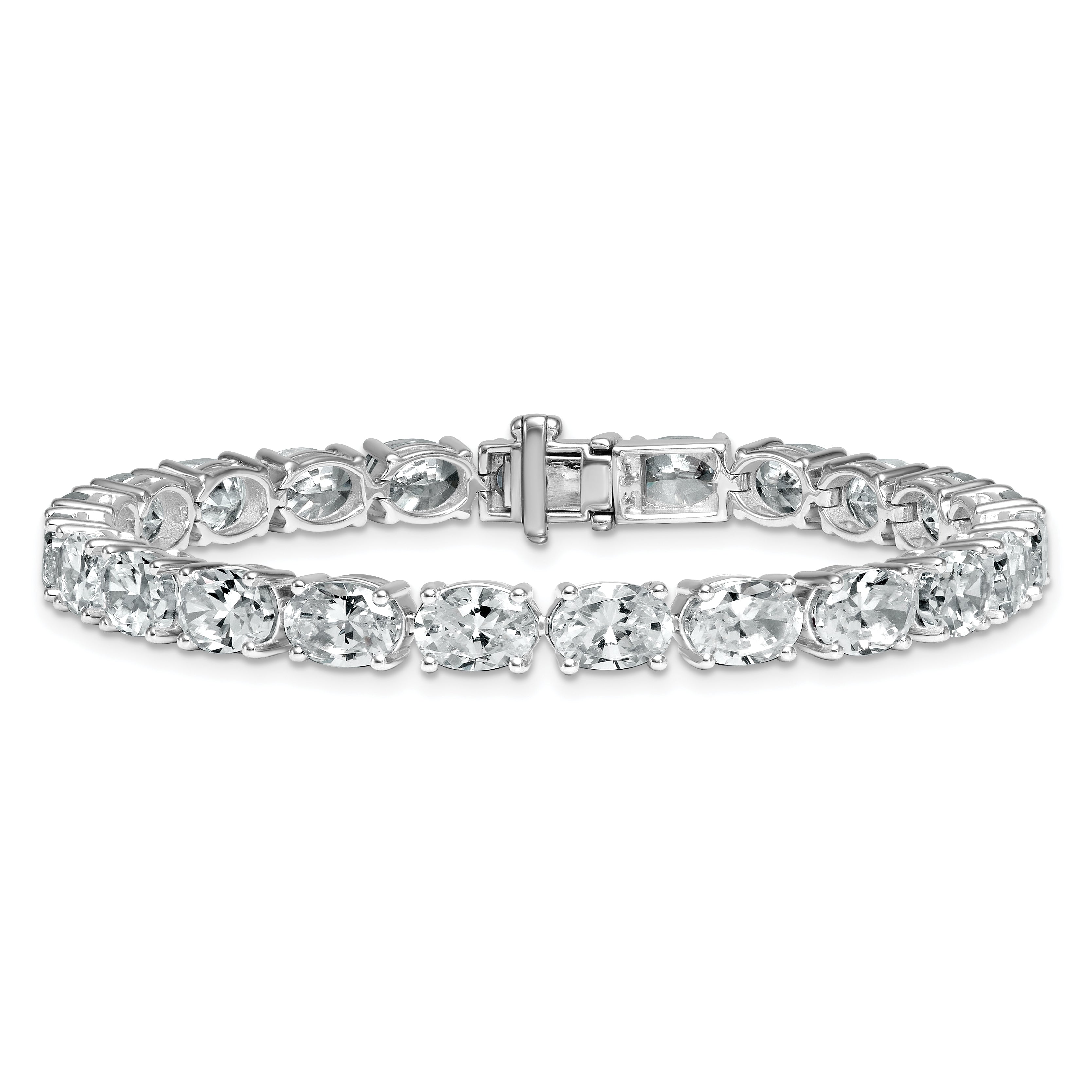 14K White Gold Certified Vs/Si Fgh Lab Grown Oval Diamond Tennis Bracelet