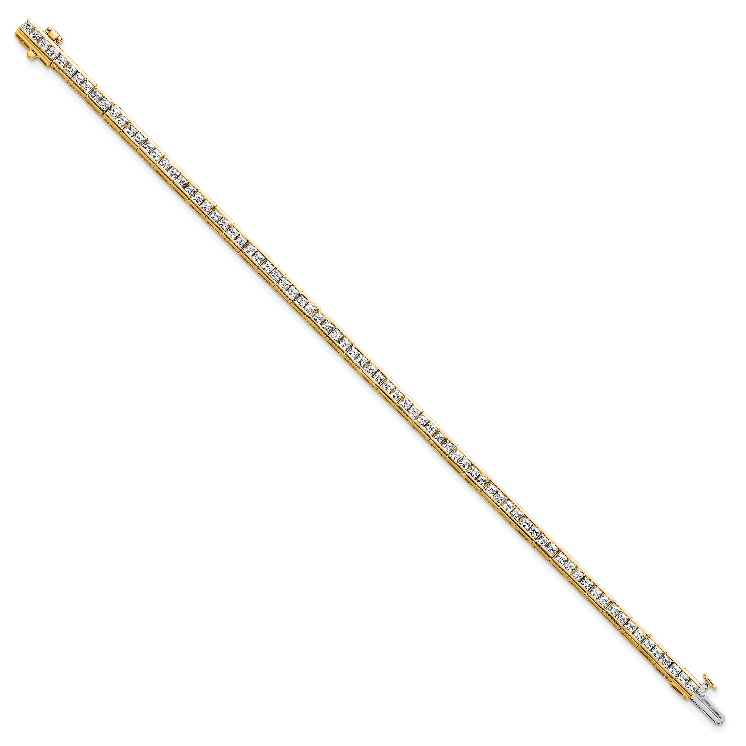 14K Yellow Gold Lab Grown Diamond Vs/Si+ G+ Princess Tennis Bracelet