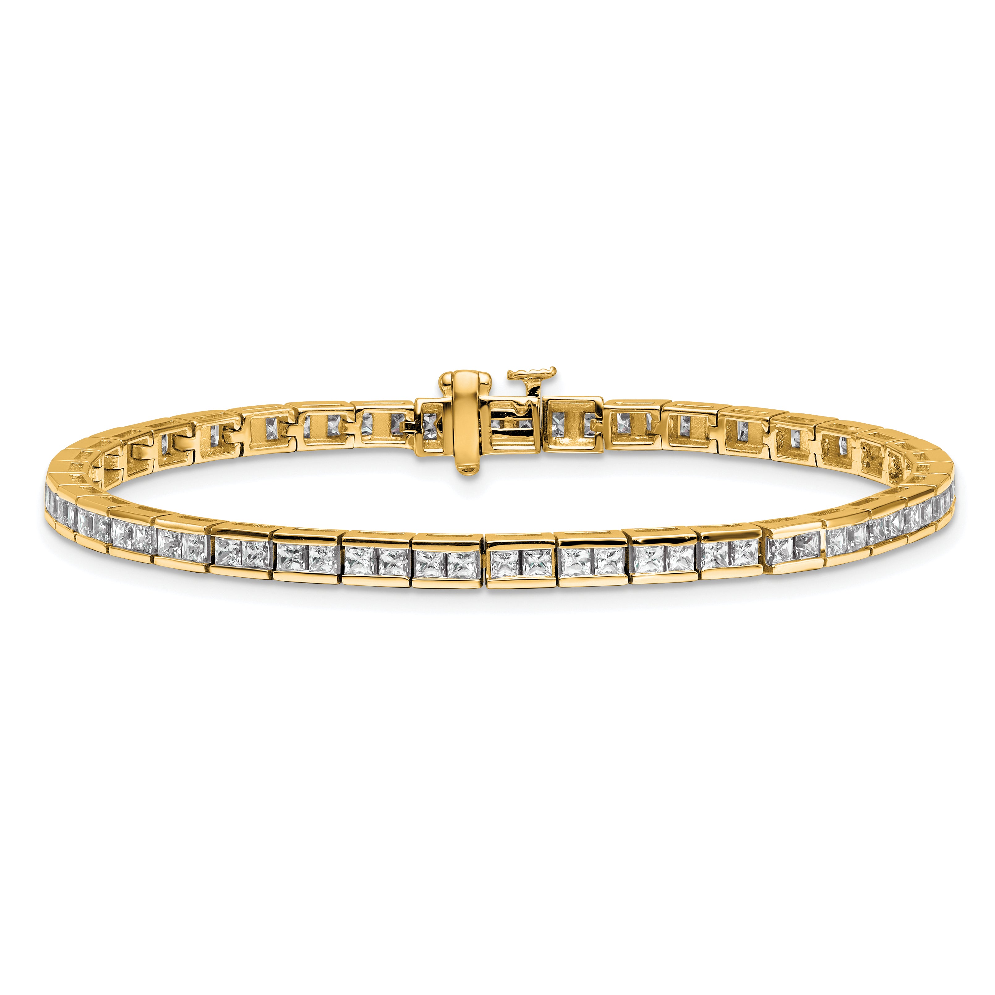 14K Yellow Gold Lab Grown Diamond Vs/Si+ G+ Princess Tennis Bracelet