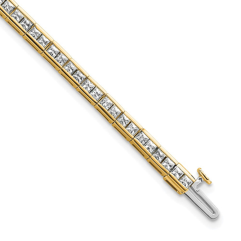 14K Yellow Gold Lab Grown Diamond Vs/Si+ G+ Princess Tennis Bracelet