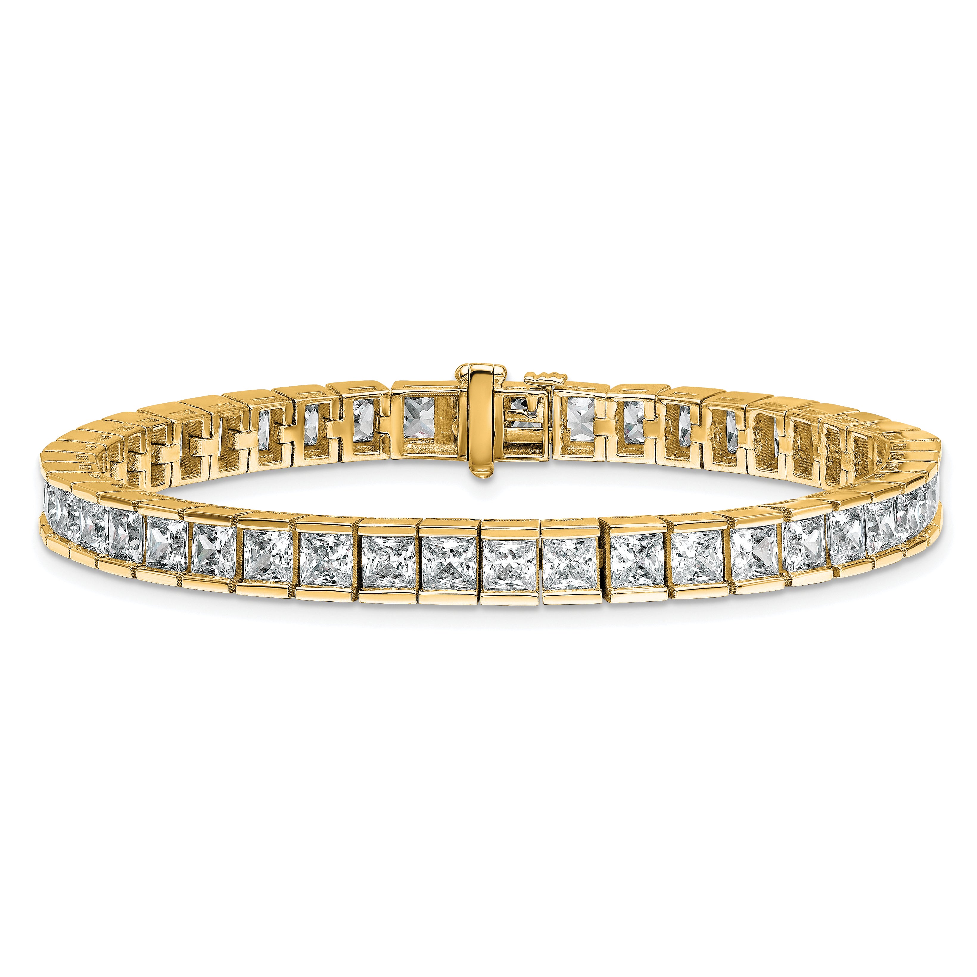 14K Yellow Gold Certified Lab Grown Diamond Vs/Si Fgh Princess Tennis Bracelet