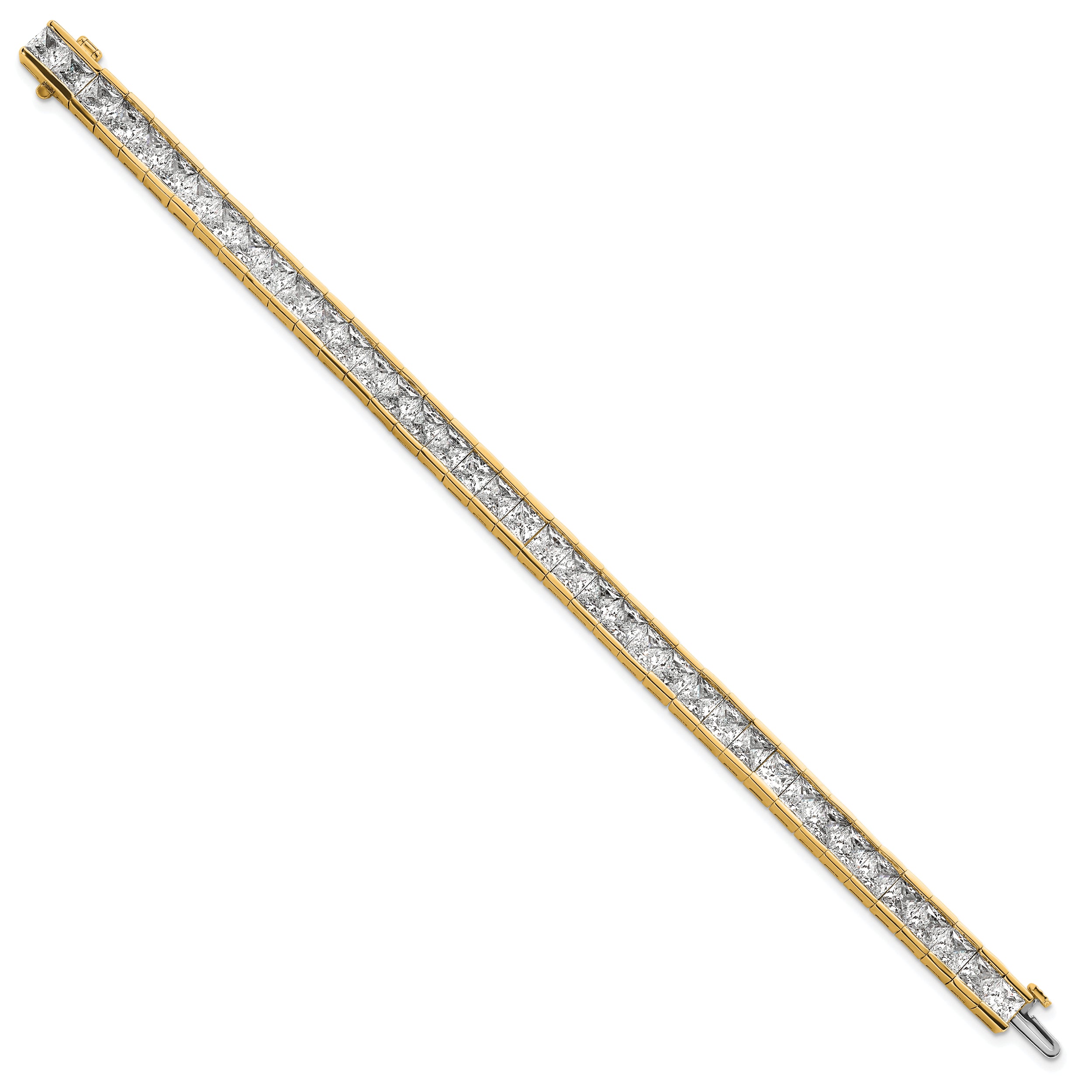 14K Yellow Gold Lab Grown Diamond Vs+ F+ Princess Tennis Bracelet