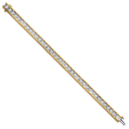 14K Yellow Gold Lab Grown Diamond Vs+ F+ Princess Tennis Bracelet
