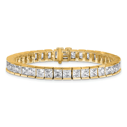 14K Yellow Gold Lab Grown Diamond Vs+ F+ Princess Tennis Bracelet
