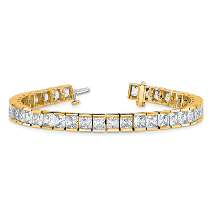 14K Yellow Gold Lab Grown Diamond Vs+ F+ Princess Tennis Bracelet