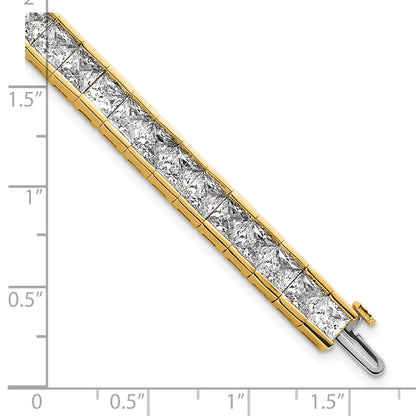 14K Yellow Gold Lab Grown Diamond Vs+ F+ Princess Tennis Bracelet