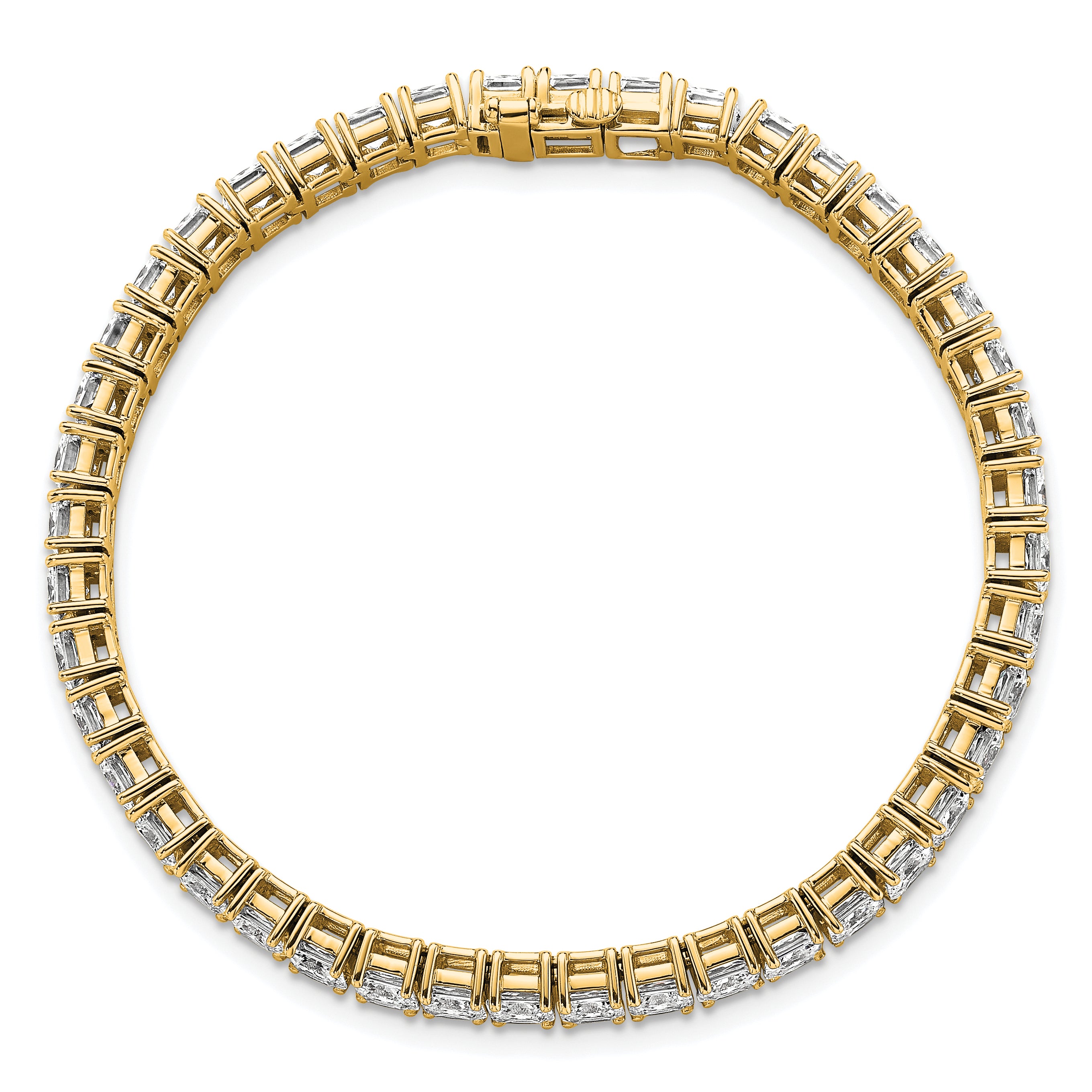 14K Yellow Gold Vs+ F+ Lab Grown Princess Diamond Tennis Bracelet