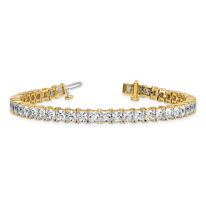 14K Yellow Gold Vs+ F+ Lab Grown Princess Diamond Tennis Bracelet