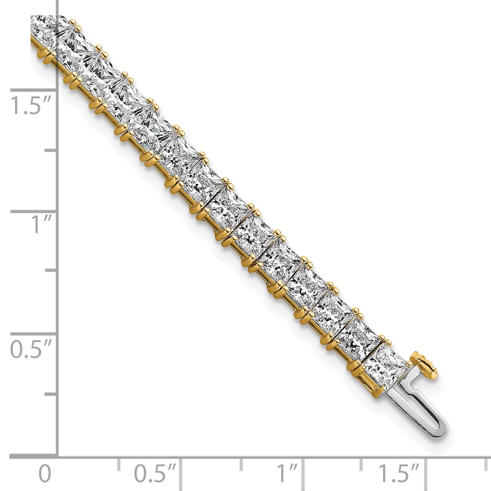 14K Yellow Gold Vs+ F+ Lab Grown Princess Diamond Tennis Bracelet