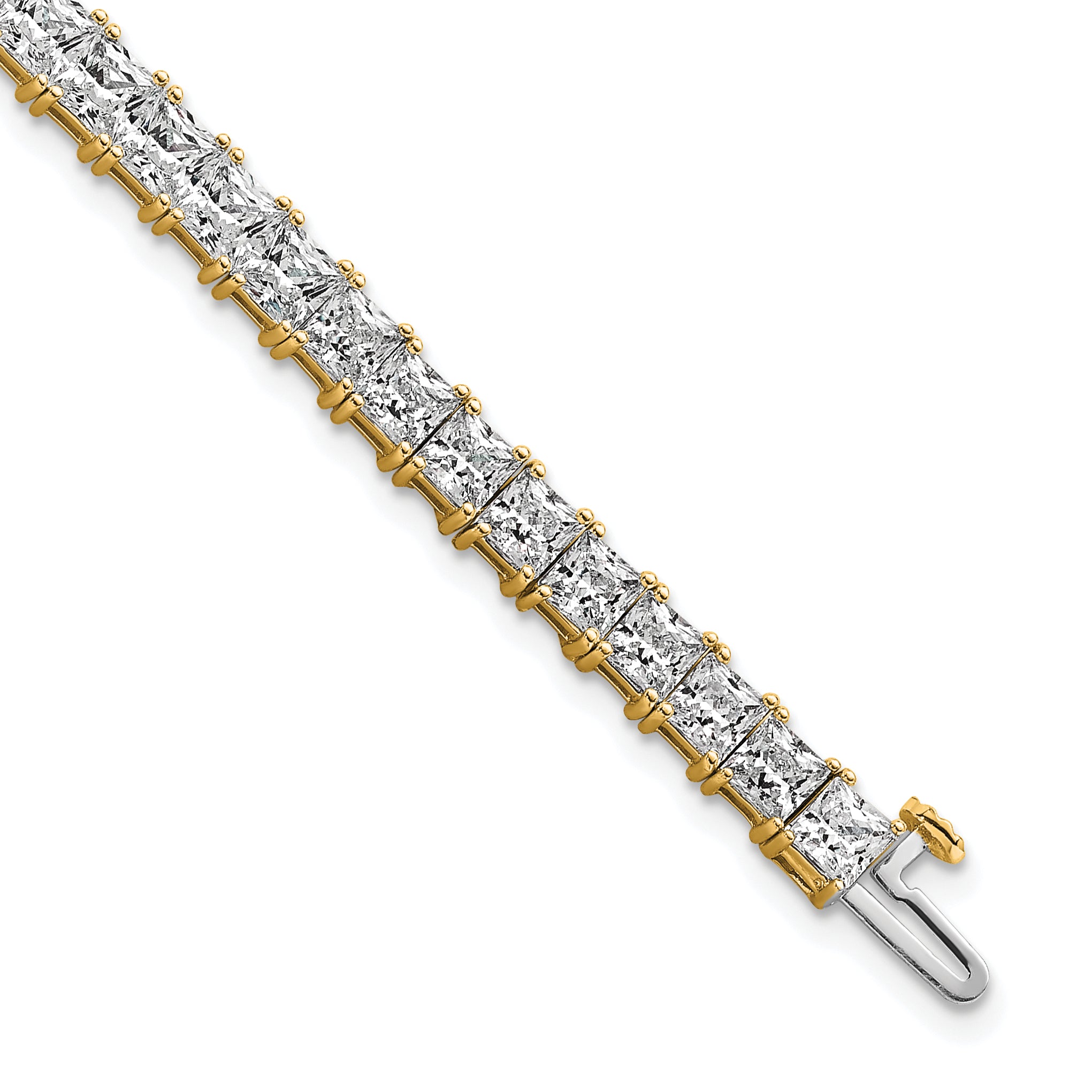 14K Yellow Gold Certified Vs Def Lab Grown Princess Diamond Tennis Bracelet