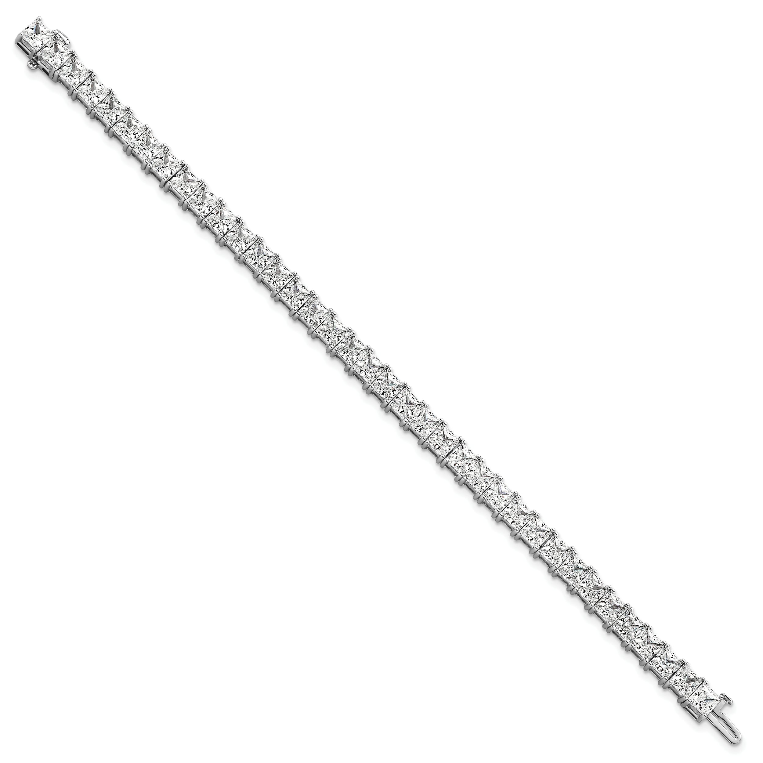 14K White Gold Vs+ F+ Lab Grown Princess Diamond Tennis Bracelet
