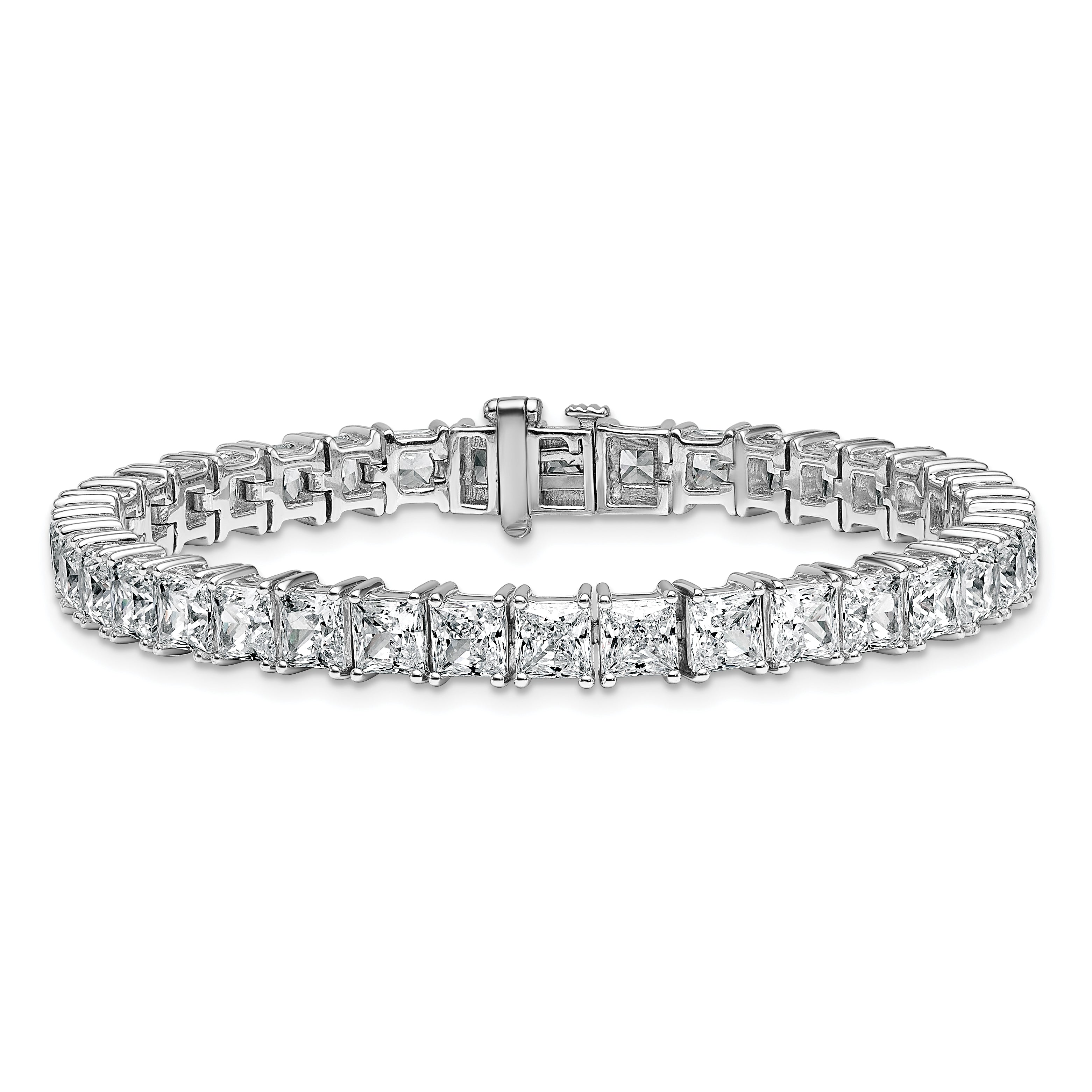 14K White Gold Vs+ F+ Lab Grown Princess Diamond Tennis Bracelet