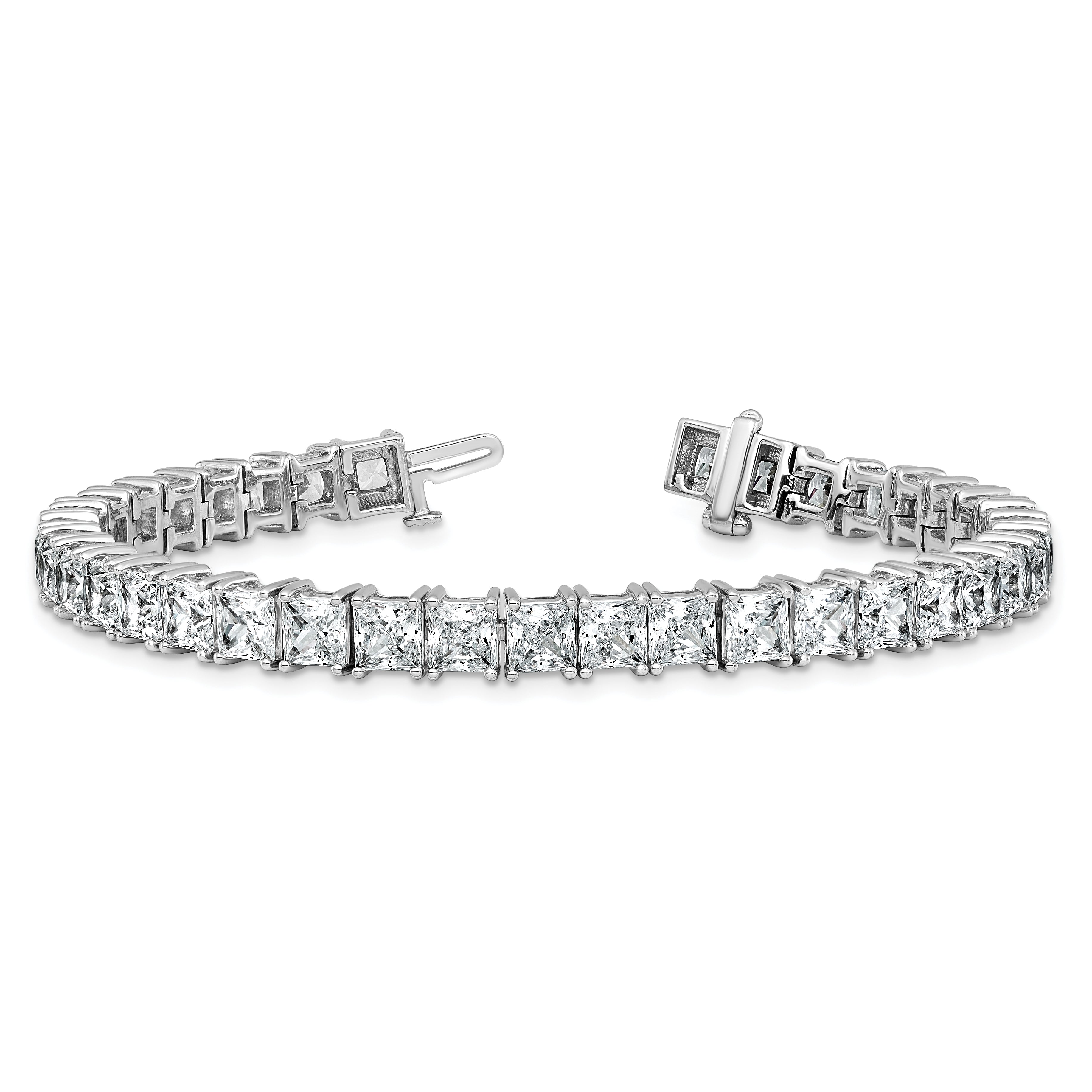 14K White Gold Vs+ F+ Lab Grown Princess Diamond Tennis Bracelet