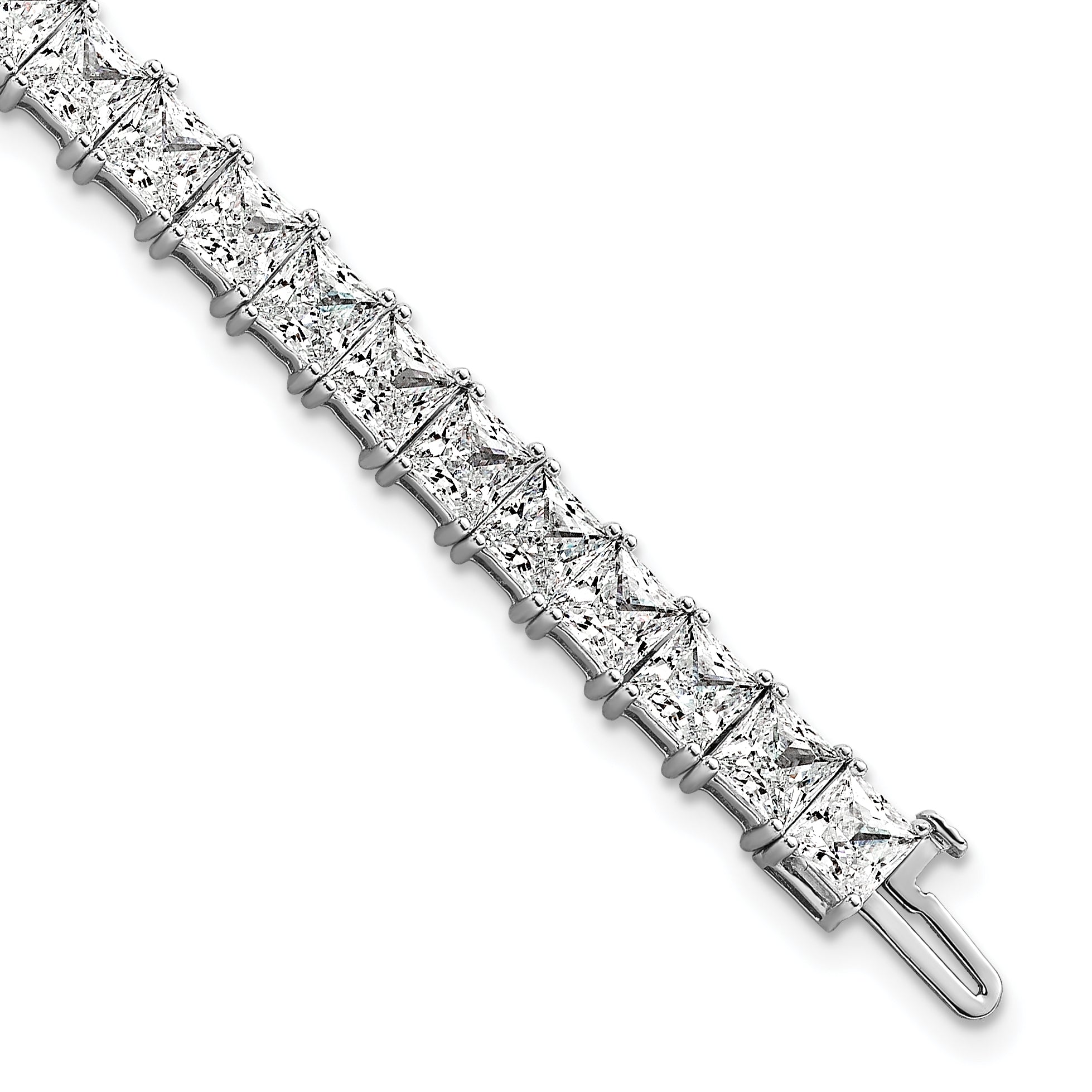14K White Gold Vs+ F+ Lab Grown Princess Diamond Tennis Bracelet
