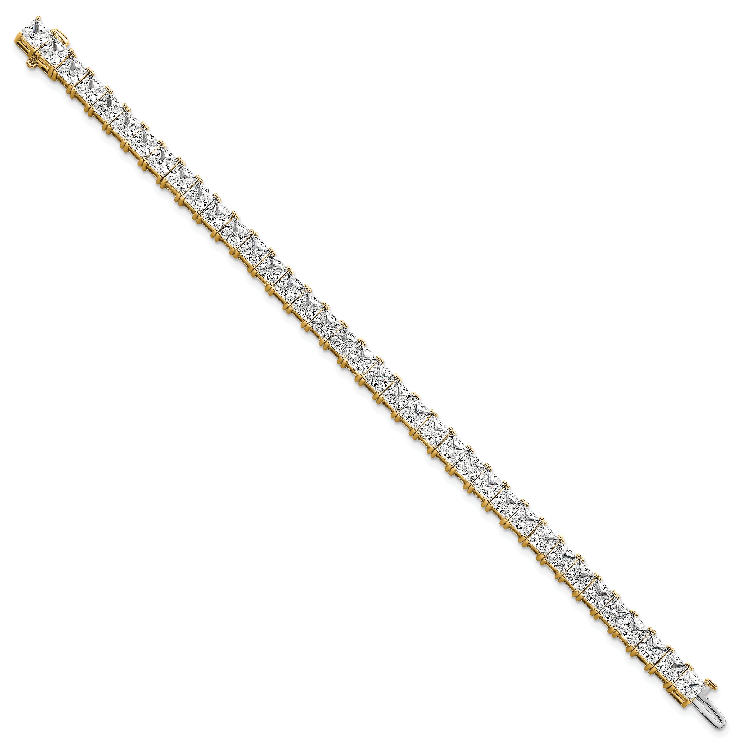 14K Yellow Gold Vs/Si+ G+ Lab Grown Princess Diamond Tennis Bracelet