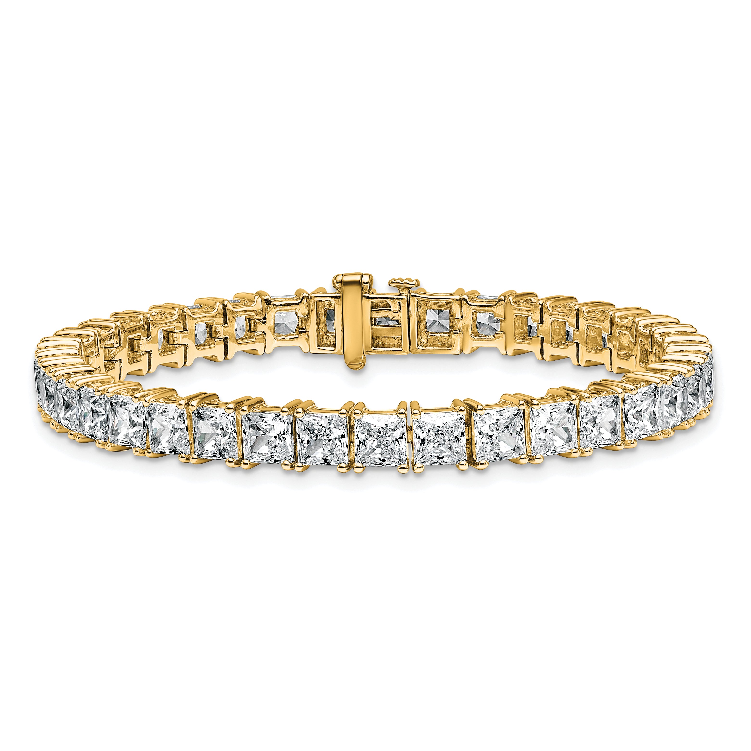 14K Yellow Gold Vs/Si+ G+ Lab Grown Princess Diamond Tennis Bracelet