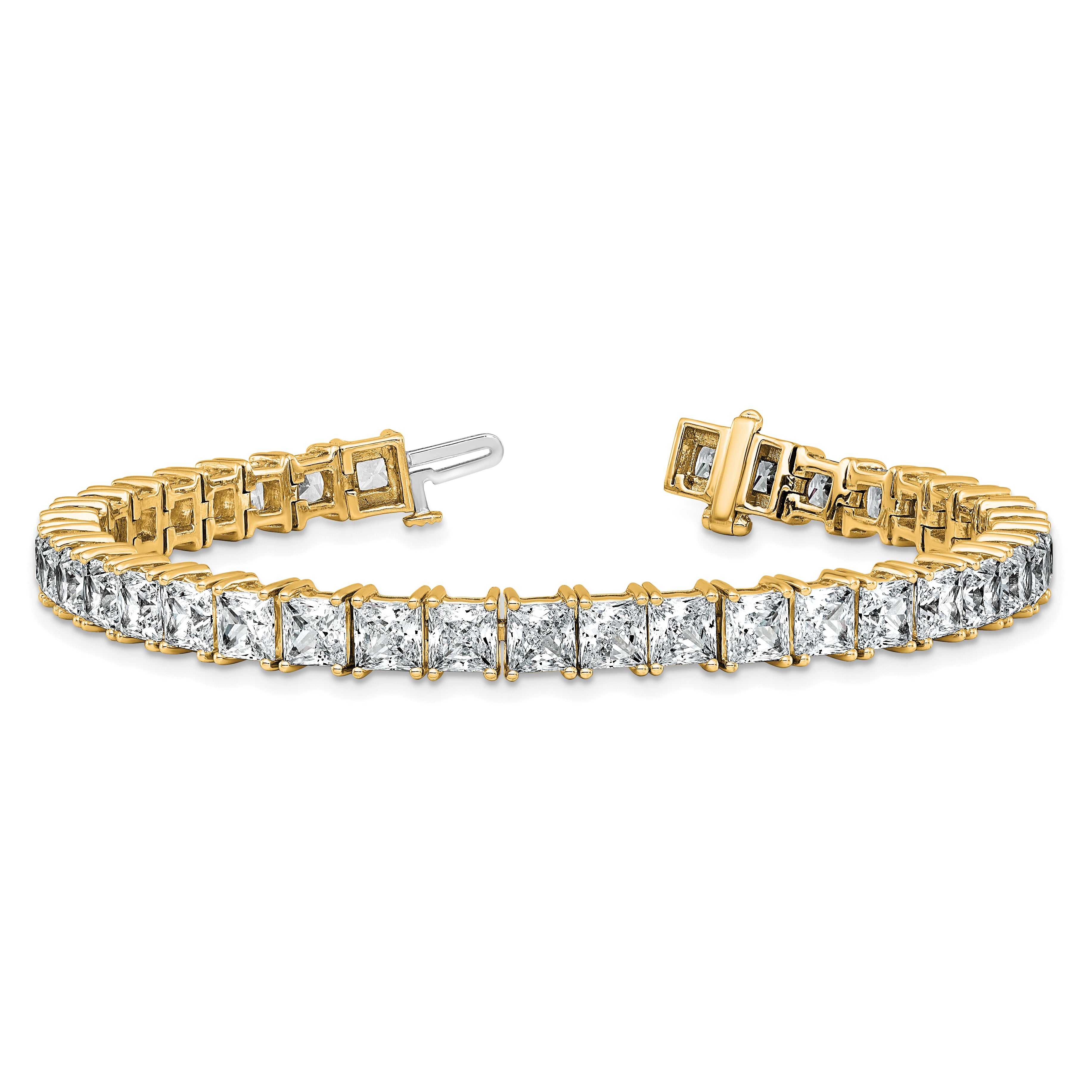 14K Yellow Gold Vs/Si+ G+ Lab Grown Princess Diamond Tennis Bracelet