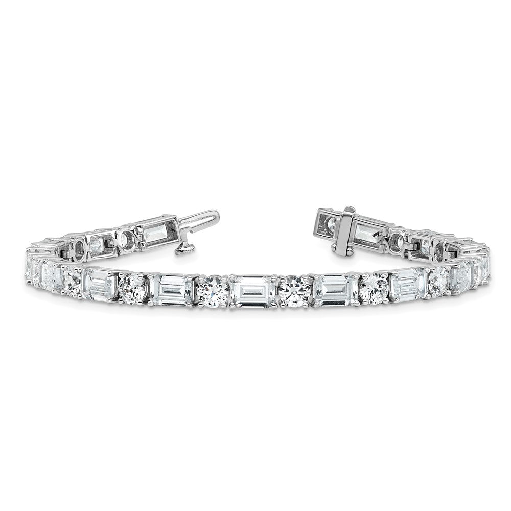 14K White Gold Vs/Si+ G+ Lab Grown Emerald And Round Diamond Tennis Brace