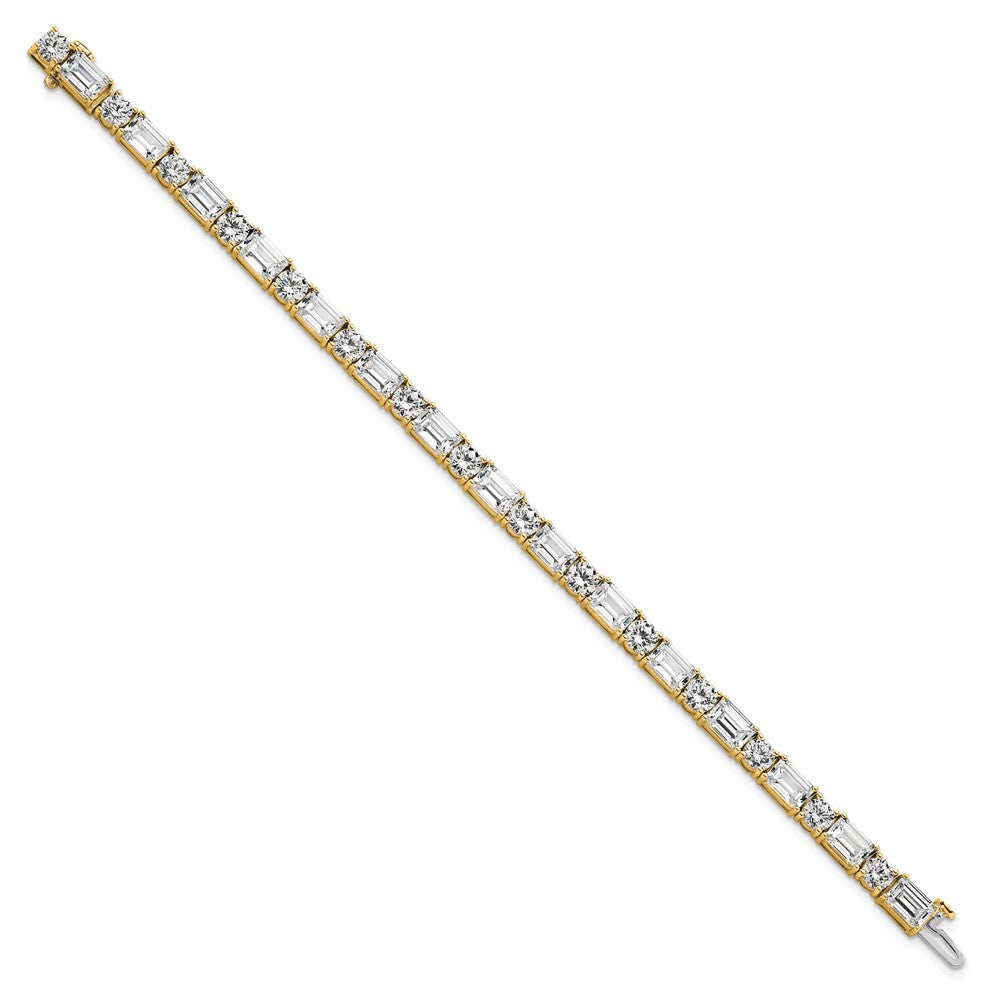 14K Yellow Gold Vs/Si+ G+ Lab Grown Emerald And Round Diamond Tennis Brac