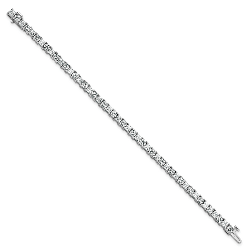 14K White Gold Wg Vs Def Cert. Lab Grown Princess And Round Diamond Tennis Bracelet