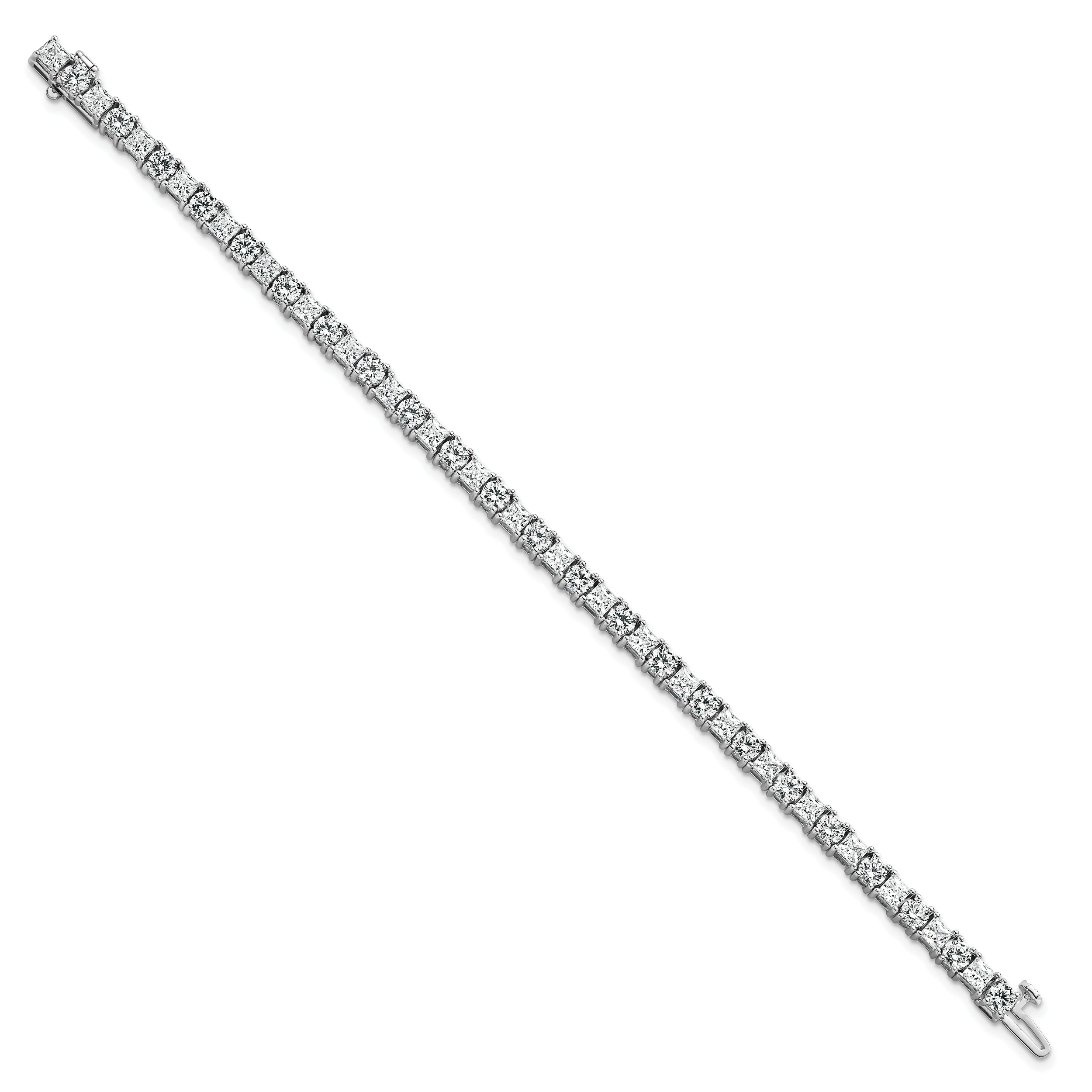 14K White Gold 10 Carat Lab Grown Diamond Vs/Si+ G+ Complete Princess And Round Tennis Bracelet