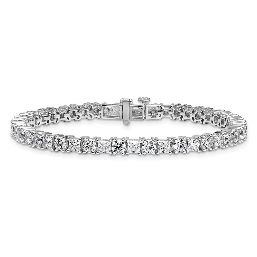 14K White Gold 10 Carat Lab Grown Diamond Vs+ F+ Complete Princess And Round Tennis Bracelet