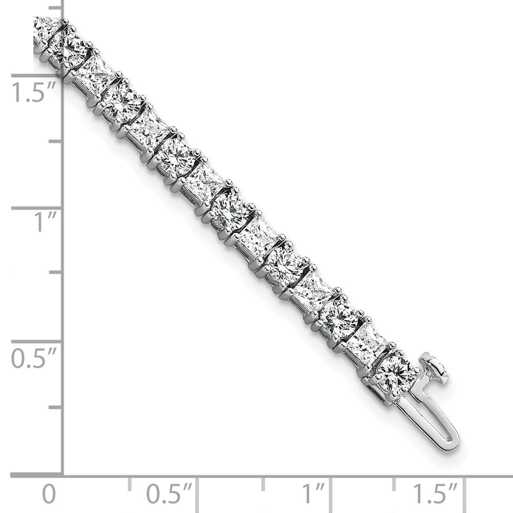 14K White Gold 10 Carat Lab Grown Diamond Vs+ F+ Complete Princess And Round Tennis Bracelet