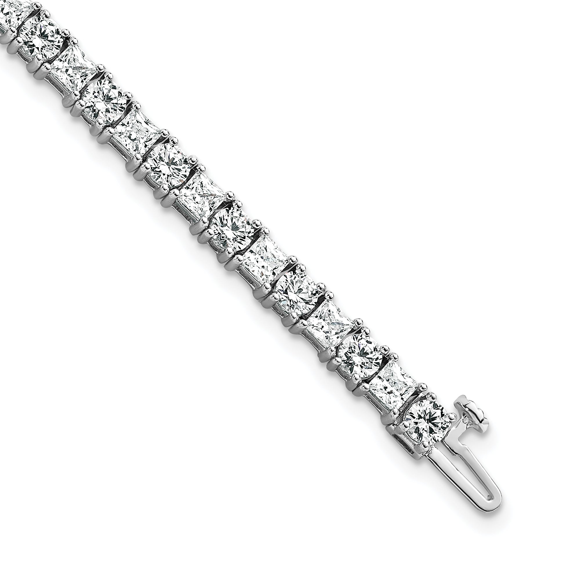 14K White Gold Wg Vs Def Cert. Lab Grown Princess And Round Diamond Tennis Bracelet