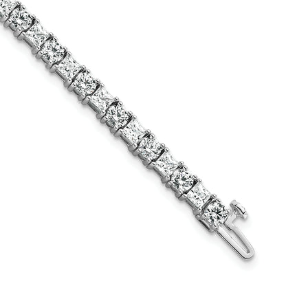 14K White Gold Wg Vs Def Cert. Lab Grown Princess And Round Diamond Tennis Bracelet