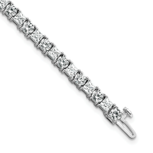 14K White Gold Wg Vs Def Cert. Lab Grown Princess And Round Diamond Tennis Bracelet