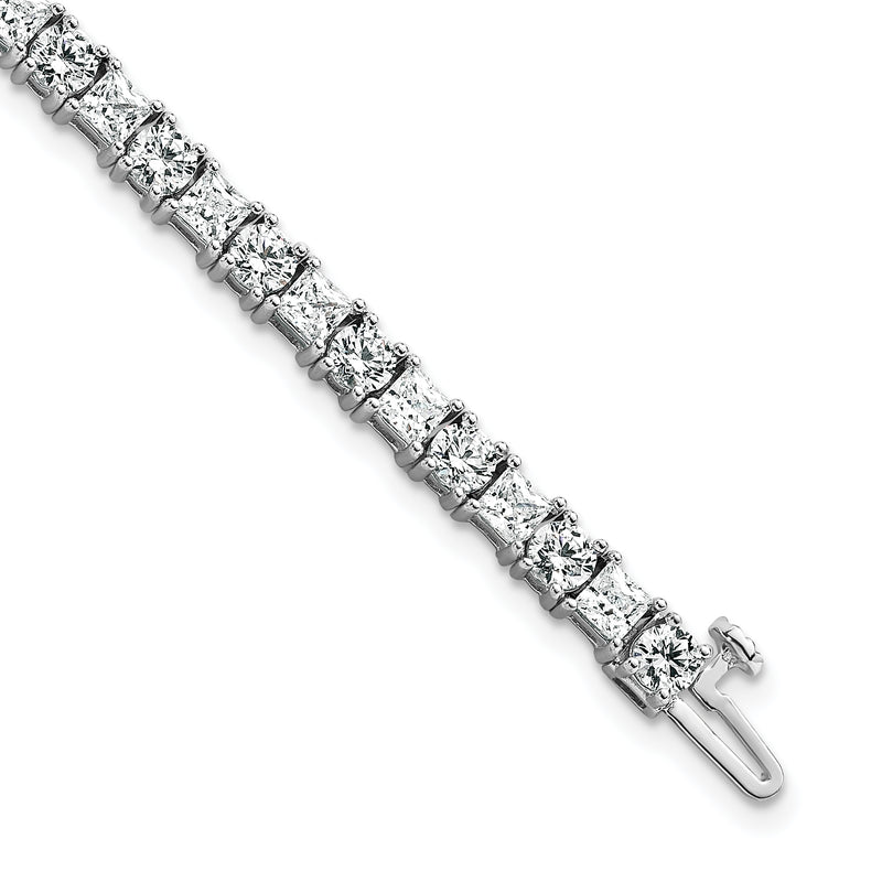 14K White Gold Wg Vs Def Cert. Lab Grown Princess And Round Diamond Tennis Bracelet