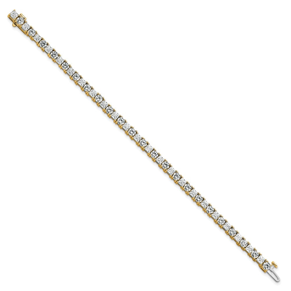 14K Yellow Gold Vs Def Cert. Lab Grown Princess And Round Diamond Tennis Bracelet