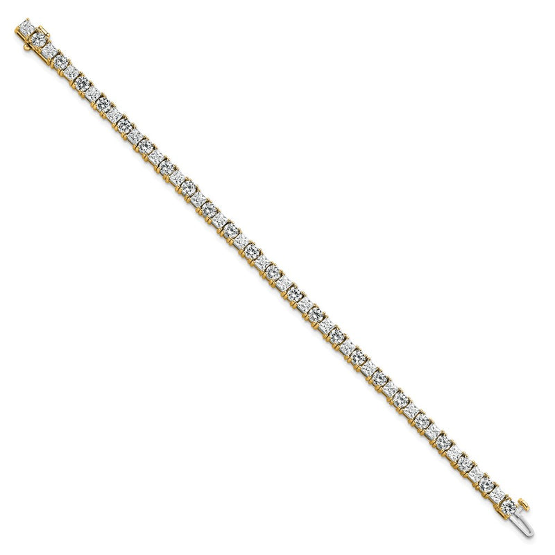 14K Yellow Gold Vs Def Cert. Lab Grown Princess And Round Diamond Tennis Bracelet