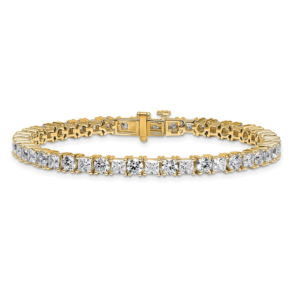 14K Yellow Gold 10 Carat Lab Grown Diamond Vs+ F+ Complete Princess And Round Tennis Bracelet