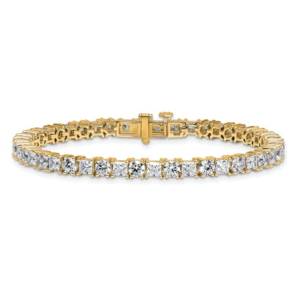 14K Yellow Gold 10 Carat Lab Grown Diamond Vs/Si+ G+ Complete Princess And Round Tennis Bracelet