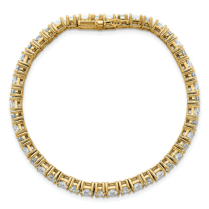 14K Yellow Gold 10 Carat Lab Grown Diamond Vs/Si+ G+ Complete Princess And Round Tennis Bracelet