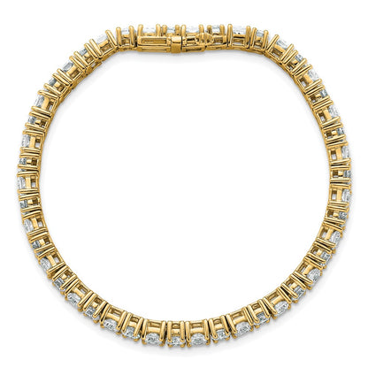 14K Yellow Gold 10 Carat Lab Grown Diamond Vs+ F+ Complete Princess And Round Tennis Bracelet