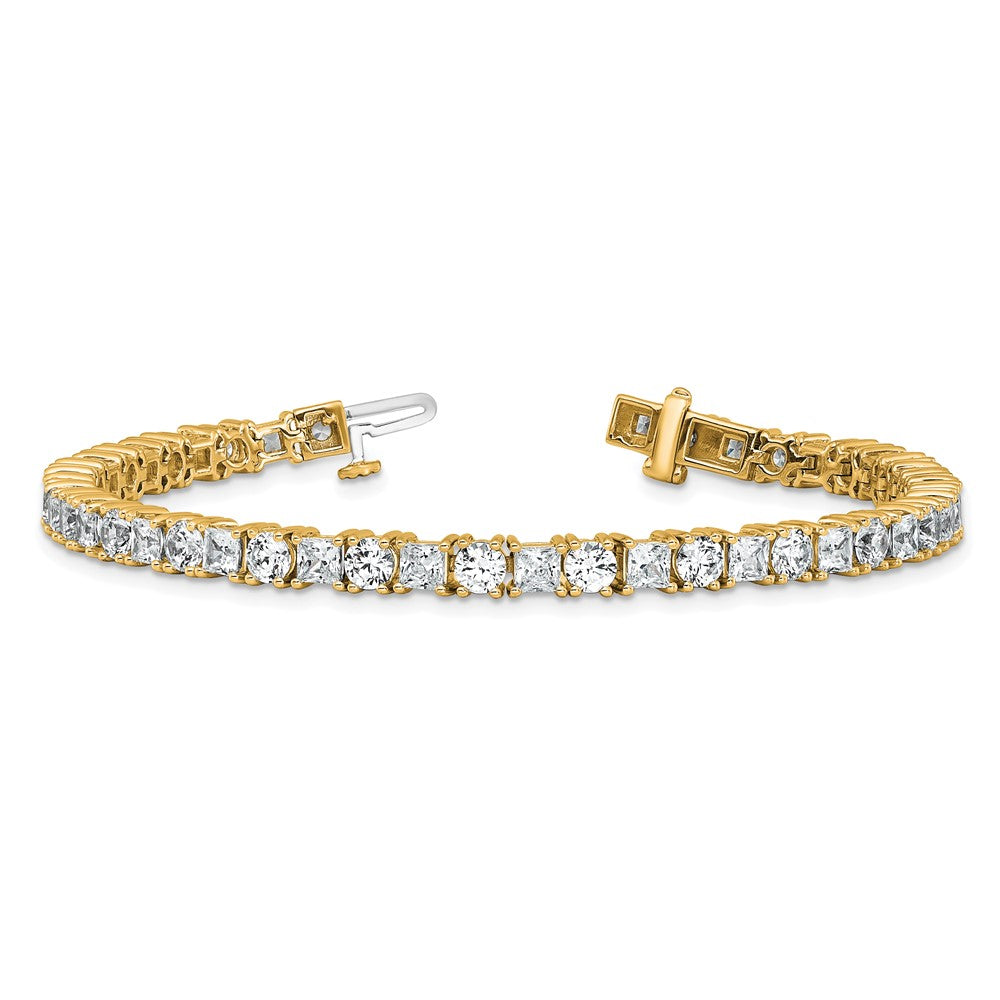14K Yellow Gold Vs Def Cert. Lab Grown Princess And Round Diamond Tennis Bracelet