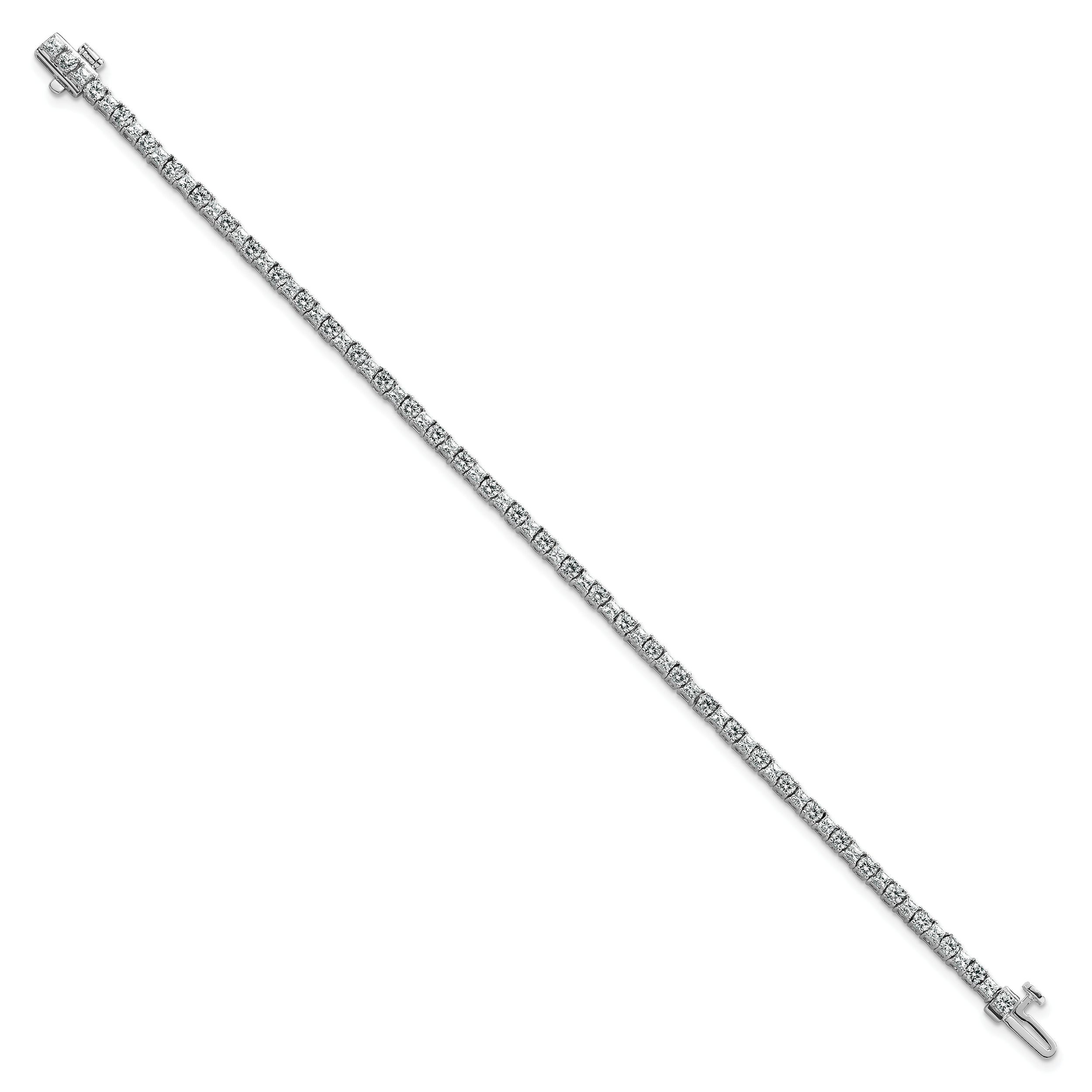 14K White Gold Wg Vs+ F+ Lab Grown Princess And Round Diamond Tennis Bracelet