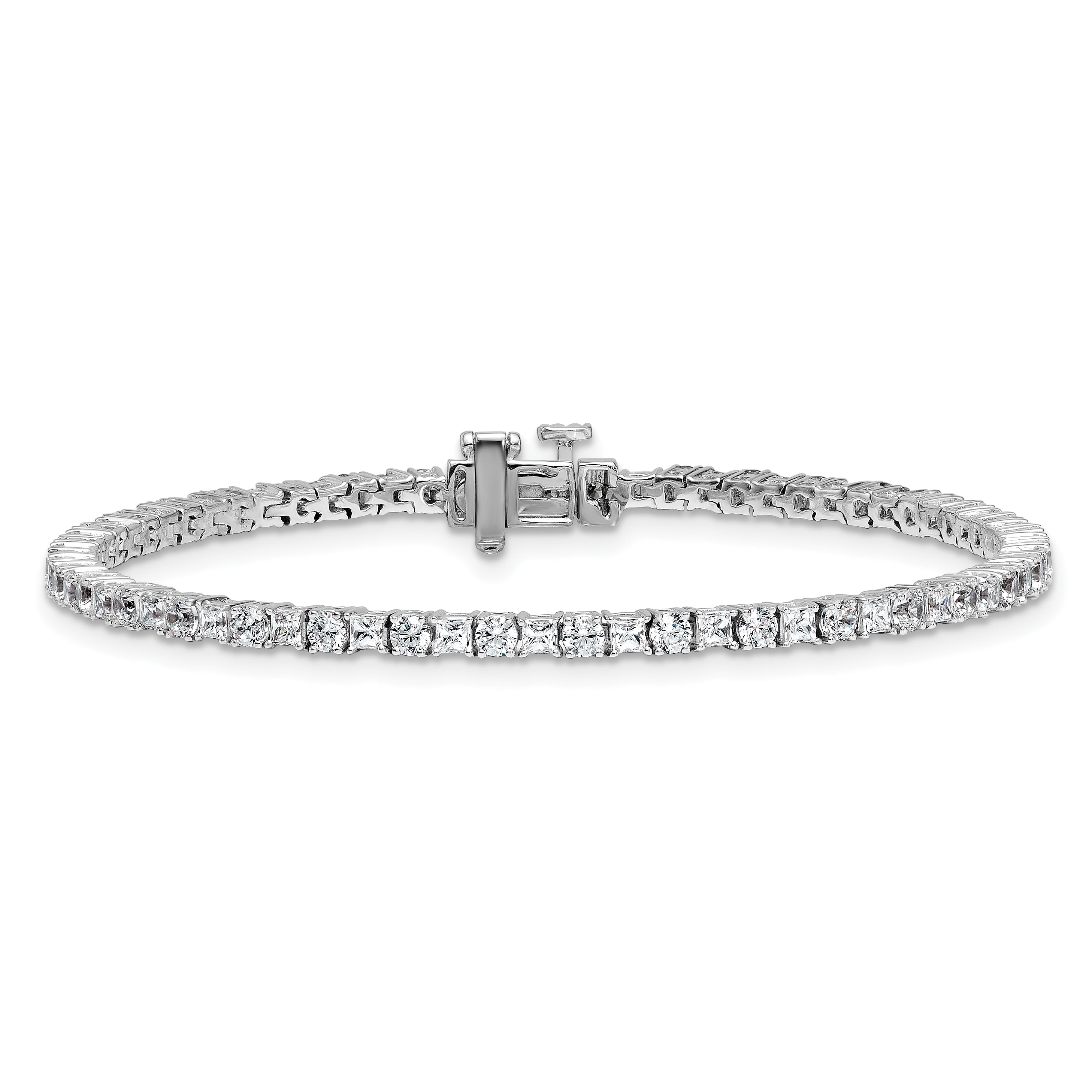14K White Gold Wg Vs/Si+ G+ Lab Grown Princess And Round Diamond Tennis Bracelet