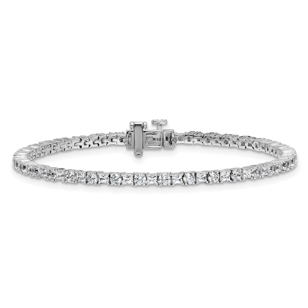 14K White Gold Wg Vs/Si+ G+ Lab Grown Princess And Round Diamond Tennis Bracelet