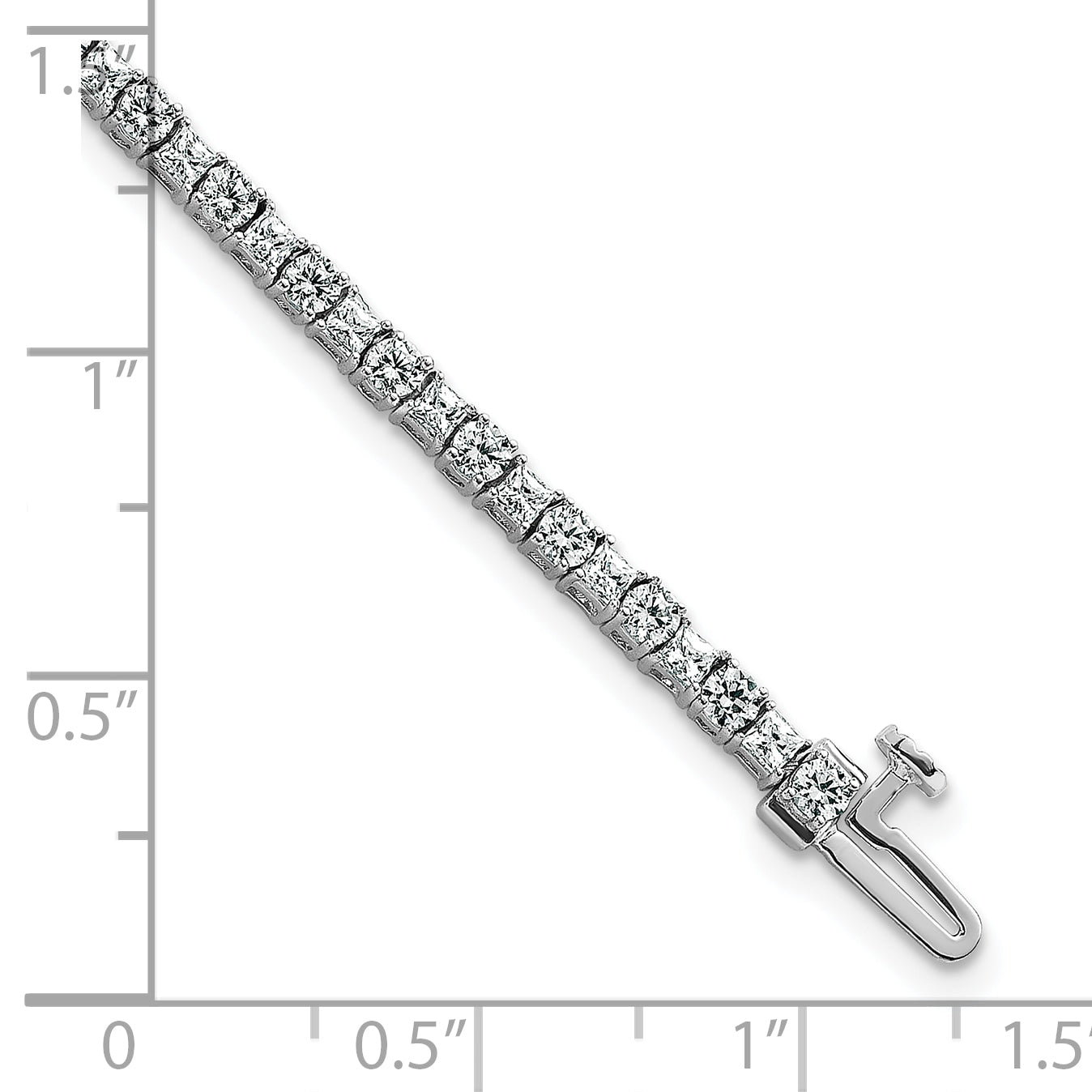 14K White Gold Wg Vs/Si+ G+ Lab Grown Princess And Round Diamond Tennis Bracelet