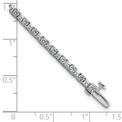 14K White Gold Wg Vs/Si+ G+ Lab Grown Princess And Round Diamond Tennis Bracelet