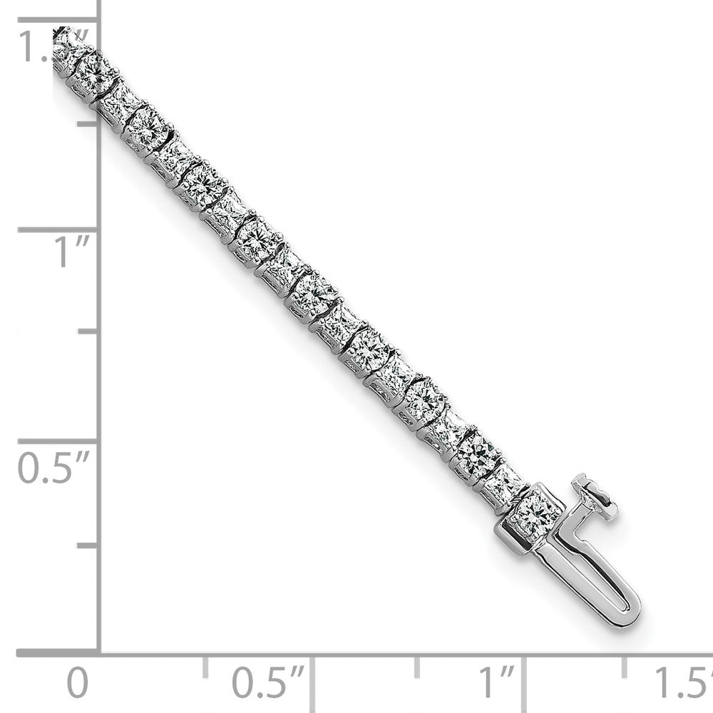 14K White Gold Wg Vs/Si+ G+ Lab Grown Princess And Round Diamond Tennis Bracelet