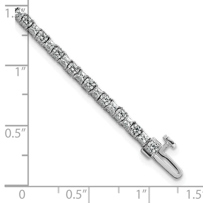 14K White Gold Wg Vs/Si+ G+ Lab Grown Princess And Round Diamond Tennis Bracelet