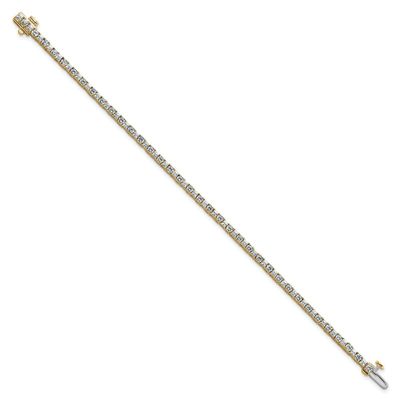 14K Yellow Gold Vs/Si Fgh Cert. Lab Grown Princess And Round Diamond Tennis Bracelet