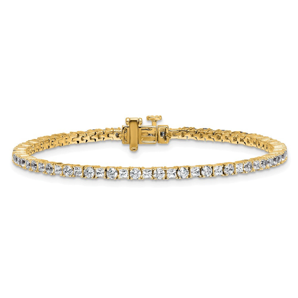 14K Yellow Gold Vs Def Cert. Lab Grown Princess And Round Diamond Tennis Bracelet