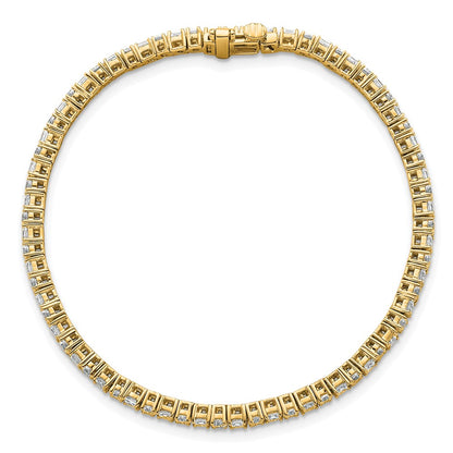 14K Yellow Gold Vs+ F+ Lab Grown Princess And Round Diamond Tennis Bracelet